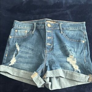 Dollhouse Light Blue Distressed Jean Shorts